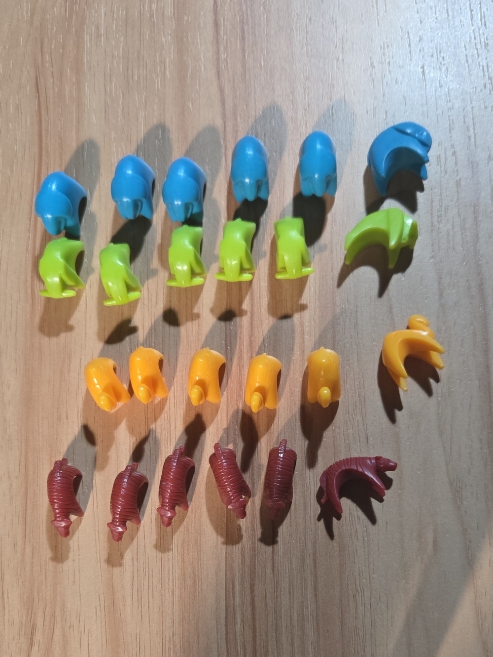 Assorted Kids Animal Game Pieces Pack - Blue, Lime, Yellow, Red Pieces